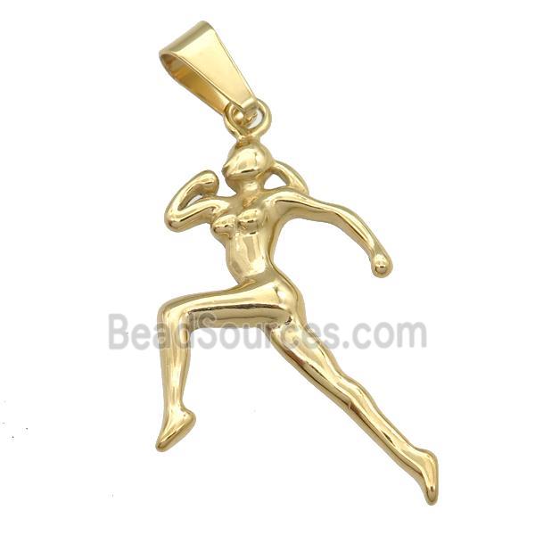 Stainless Steel Runner charm pendant beauty gold plated