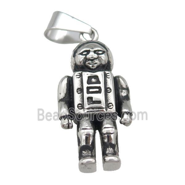 Stainless Steel astronaut pendant antique silver