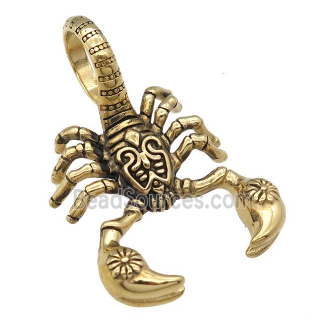 Stainless Steel zodiac Scorpion charm pendant antique gold