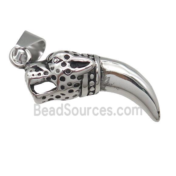 Stainless Steel Leopard pendant antique silver