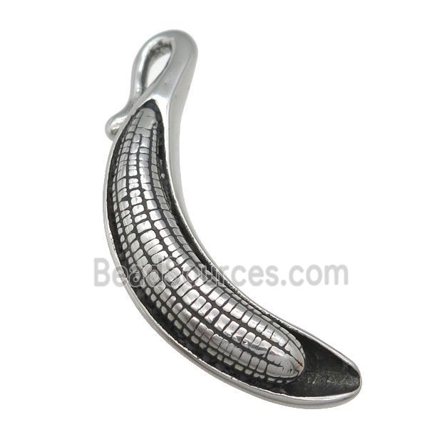 Stainless Steel banana pendant antique silver