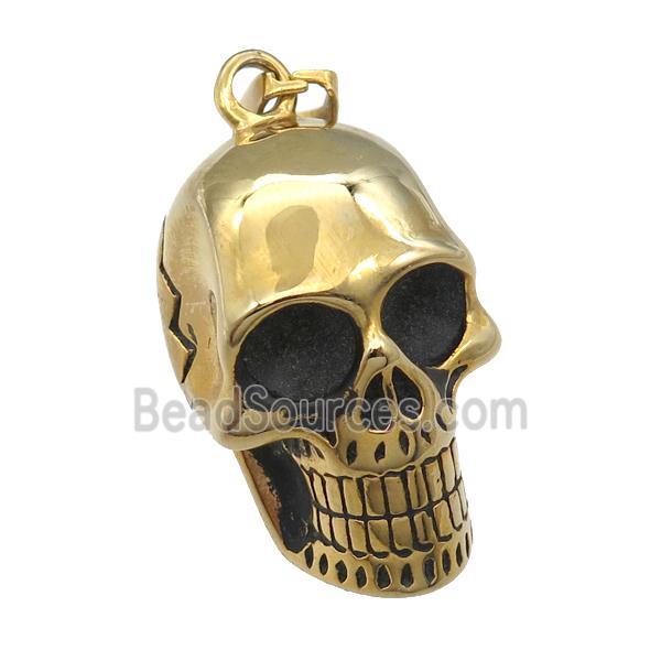 Stainless Steel skull charm pendant antique gold