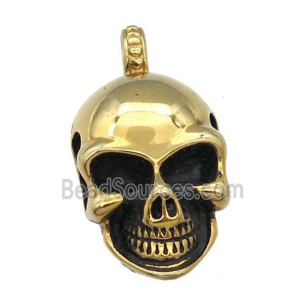 Stainless Steel skull charm pendant antique gold