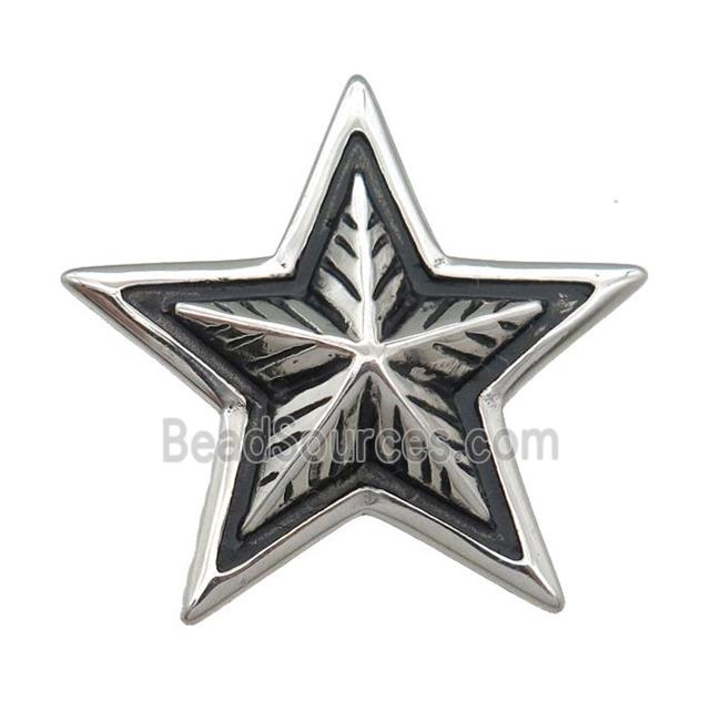 Stainless Steel Star pendant antique silver