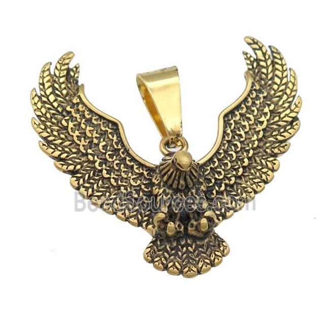 Stainless Steel eagle charm pendant antique gold