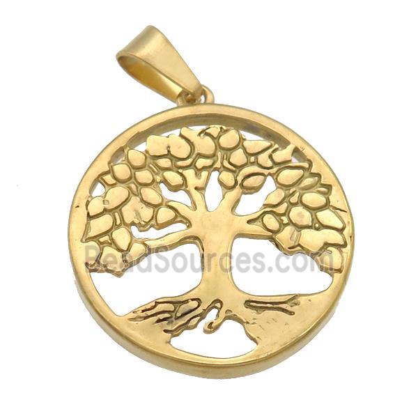 Stainless Steel Tree Of Life pendant gold plated