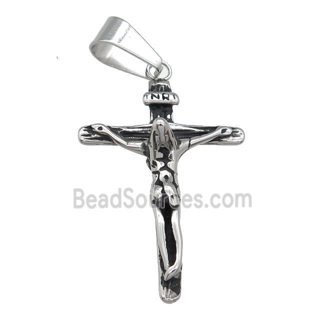 Stainless Steel crucifix cross pendant jesus antique silver