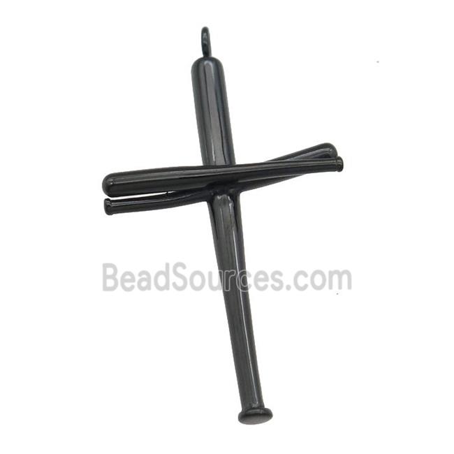 Stainless Steel cross pendant black plated