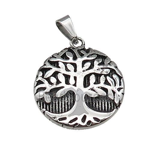 Stainless Steel Pendant Tree Of Life Antique Silver