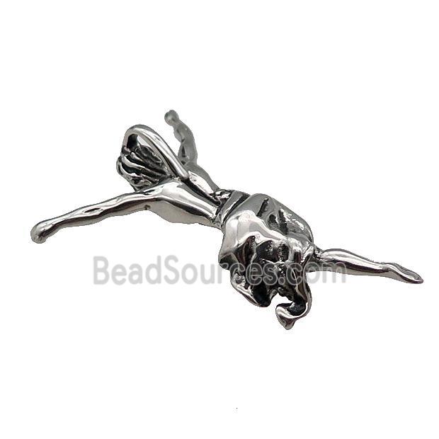 Stainless Steel Dancer Beauty Pendant Antique Silver