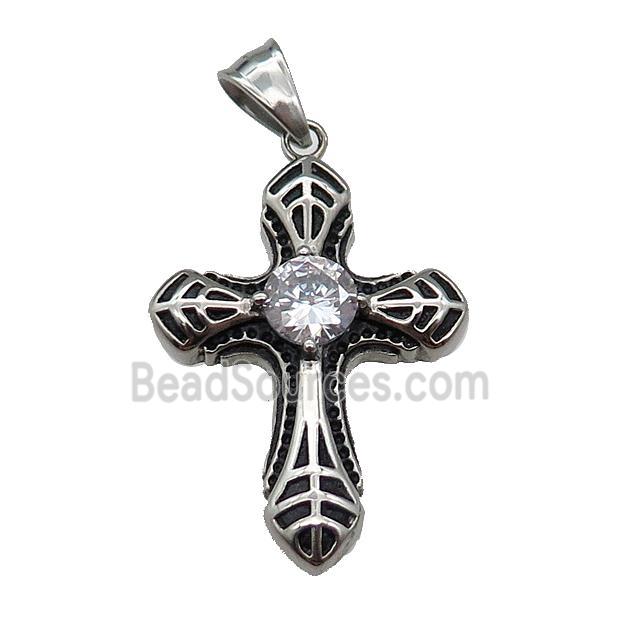 Stainless Steel Cross Pendant Antique Silver