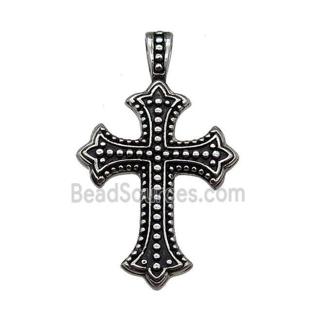 Stainless Steel Cross Pendant Antique Silver