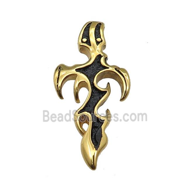 Stainless Steel Sword Charm Pendant Antique Gold