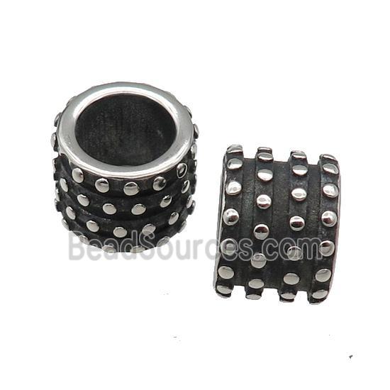 Stainless Steel Tube Beads Large Hole Antique Silver