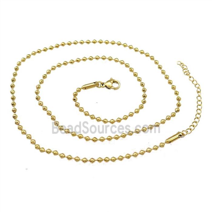 Stainless Steel Necklace Ball Chain Gold Plated