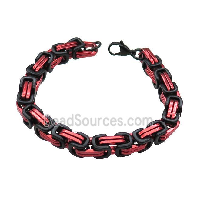 Stainless Steel Bracelet Black Plated Red