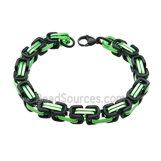 Stainless Steel Bracelet Black Plated Green