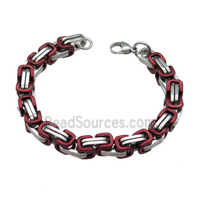 Raw Stainless Steel Bracelet Red