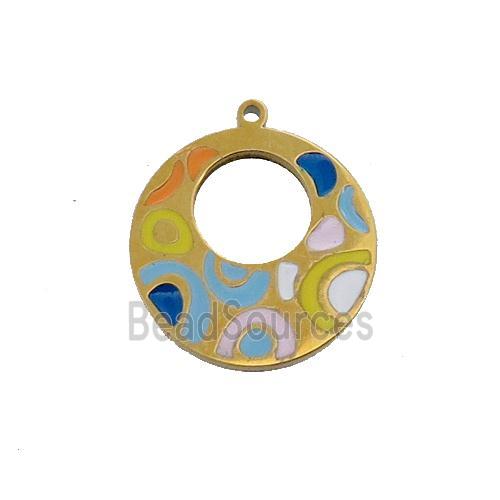 Stainless Steel GoGo Charm Pendant Multicolor Enamel Gold Plated