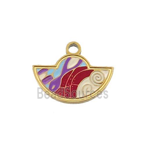 Stainless Steel Pendant Multicolor Enamel Gold Plated