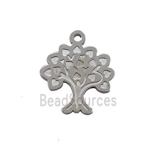 Raw Stainless Steel Tree Pendant