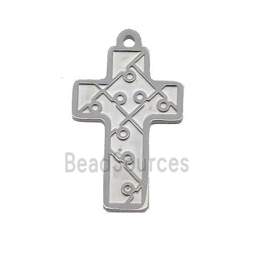 Raw Stainless Steel Cross Charm Pendant