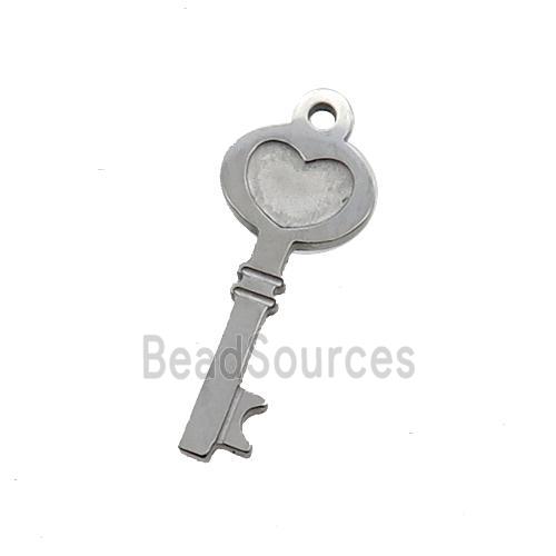 Raw Stainless Steel Key Charm Pendant