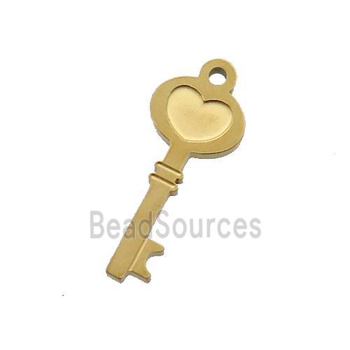 Stainless Steel Key Charm Pendant Gold Plated