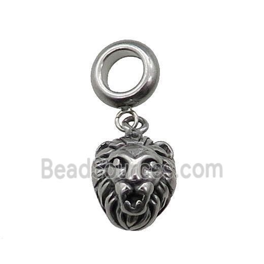 Stainless Steel Lion Charm Pendant Antique Silver