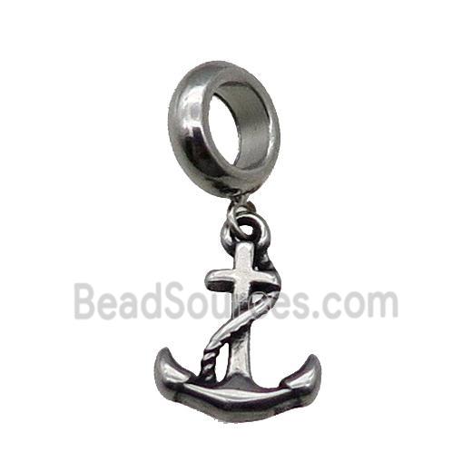 Stainless Steel Anchor Pendant Antique Silver