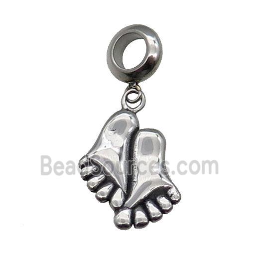 Stainless Steel Footer Pendant Antique Silver