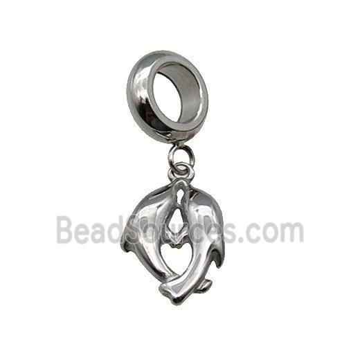 Raw Stainless Steel Dolphin Pendant