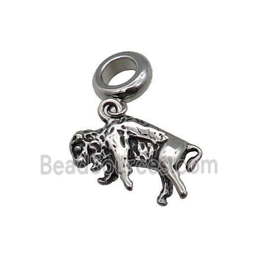 Stainless Steel Bull Pendant Antique Silver