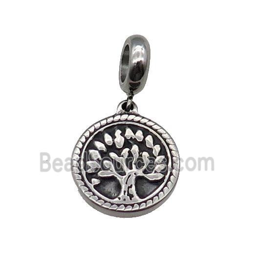 Stainless Steel Tree Pendant Antique Silver