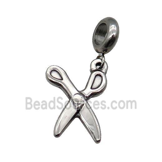 Stainless Steel Scissors Pendant Antique Silver