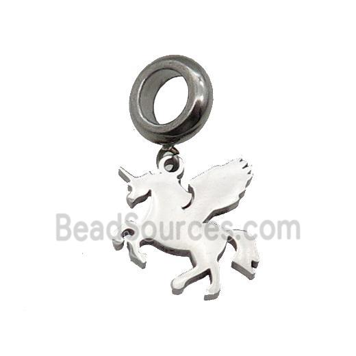 Raw Stainless Steel Unicorn Charm Pendant