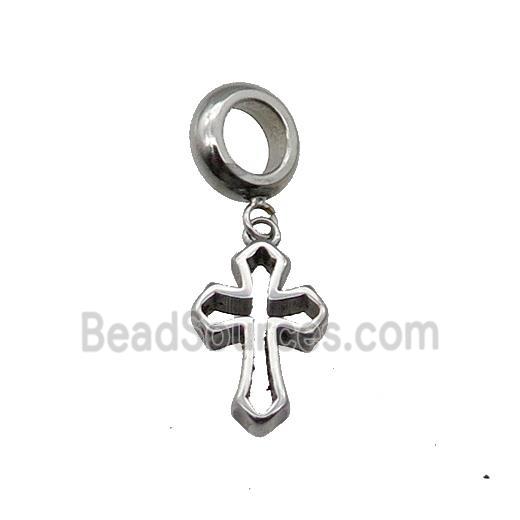 Stainless Steel Cross Pendant Antique Silver