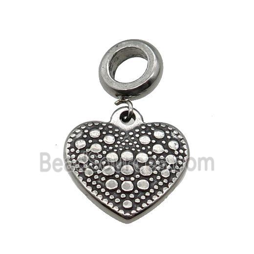 Stainless Steel Heart Pendant Antique Silver