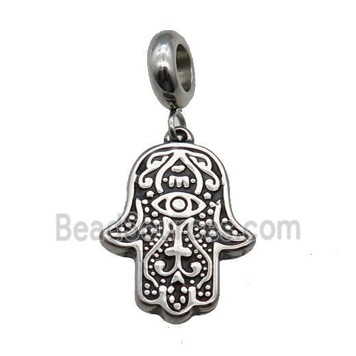 Stainless Steel HamsaHand Pendant Antique Silver