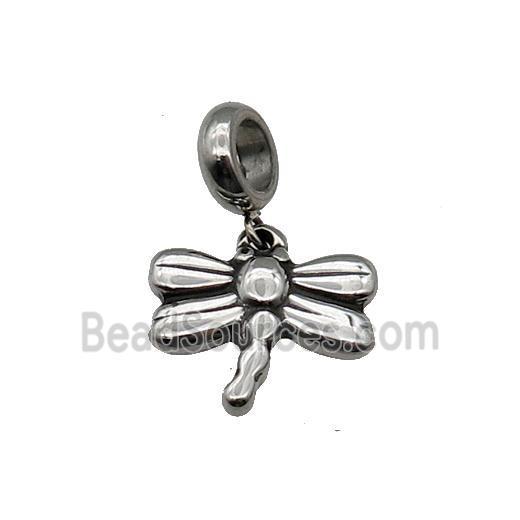 Stainless Steel Dragonfly Pendant Antique Silver