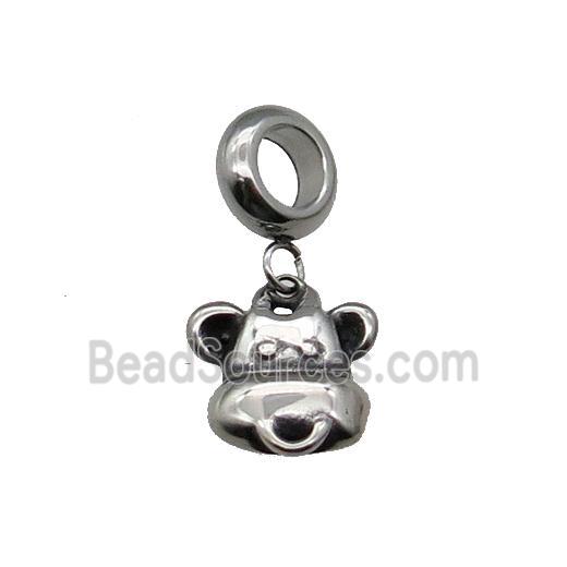 Stainless Steel Pig Pendant Antique Silver