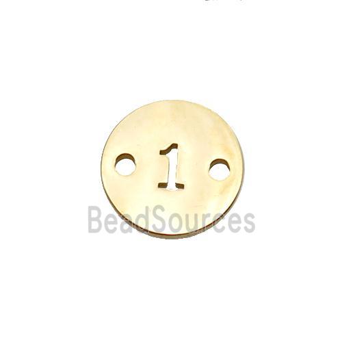 Stainless Steel Circle Number1 Connector Gold Plated