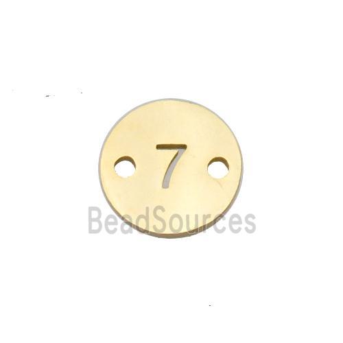 Stainless Steel Circle Number7 Connector Gold Plated