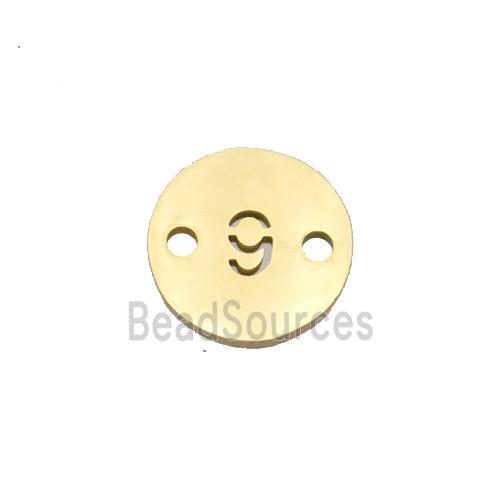 Stainless Steel Circle Number9 Connector Gold Plated