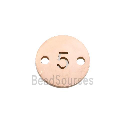 Stainless Steel Circle Number5 Connector Rose Gold