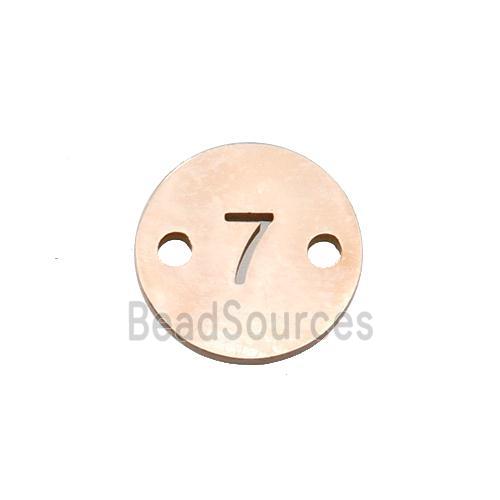 Stainless Steel Circle Number7 Connector Rose Gold