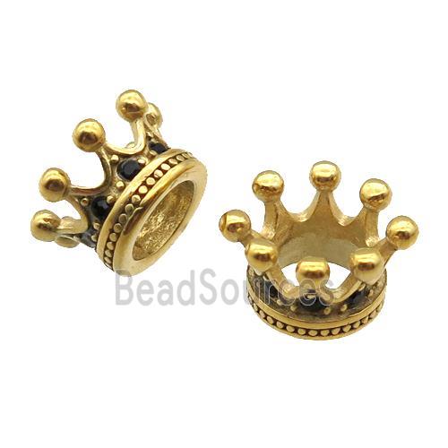 Stainless Steel Crown Beads Antique Gold