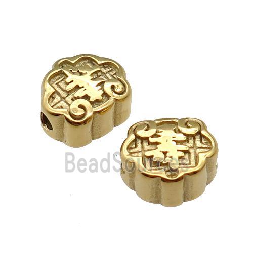 Stainless Steel Beads Shou Gold Plated