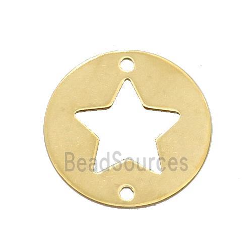 Stainless Steel Circle Star Connector Gold Plated