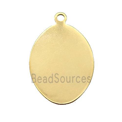 Stainless Steel Oval Pendant Gold Plated